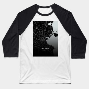 Dublin Ireland City Map dark Baseball T-Shirt